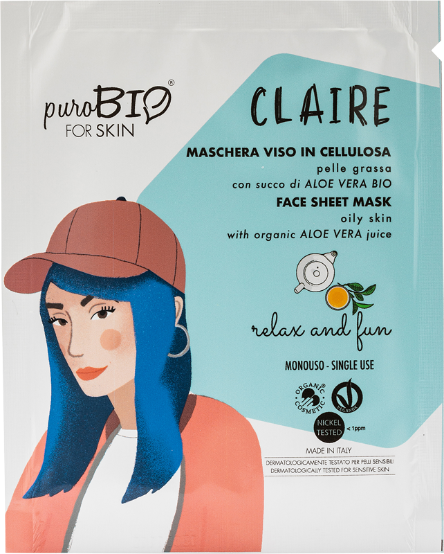 CLAIRE relax and fun FACE MASK in CELLULOSE - for OILY SKIN