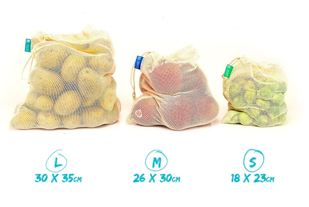 FRUITS AND VEGETABLES BAGS - 3 SHOPPING BAGS + 1 BREAD BAG